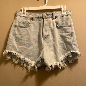 Light washed high waisted denim shorts